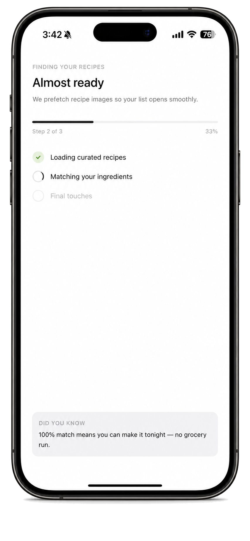 Chefcam matching ingredients to recipes loading screen